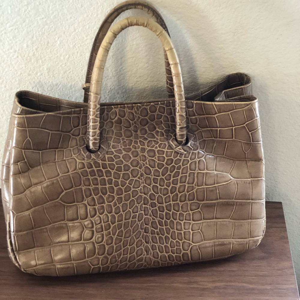 Furla Crocodile Embossed Satchel